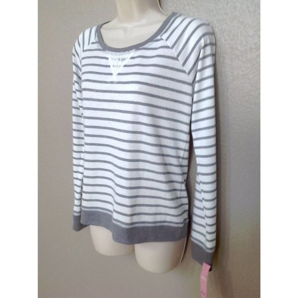 Jenni Women's Gray Striped Long Sleeve Soft Pajama top Medium NWT - Picture 4 of 5